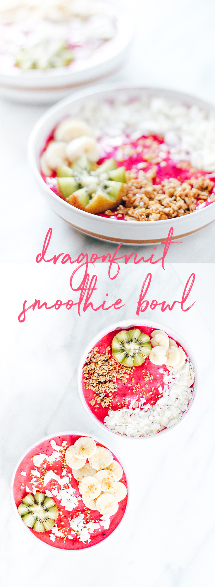 dragonfruit smoothie bowl, pitaya, gluten free, dairy free, vegan, paleo