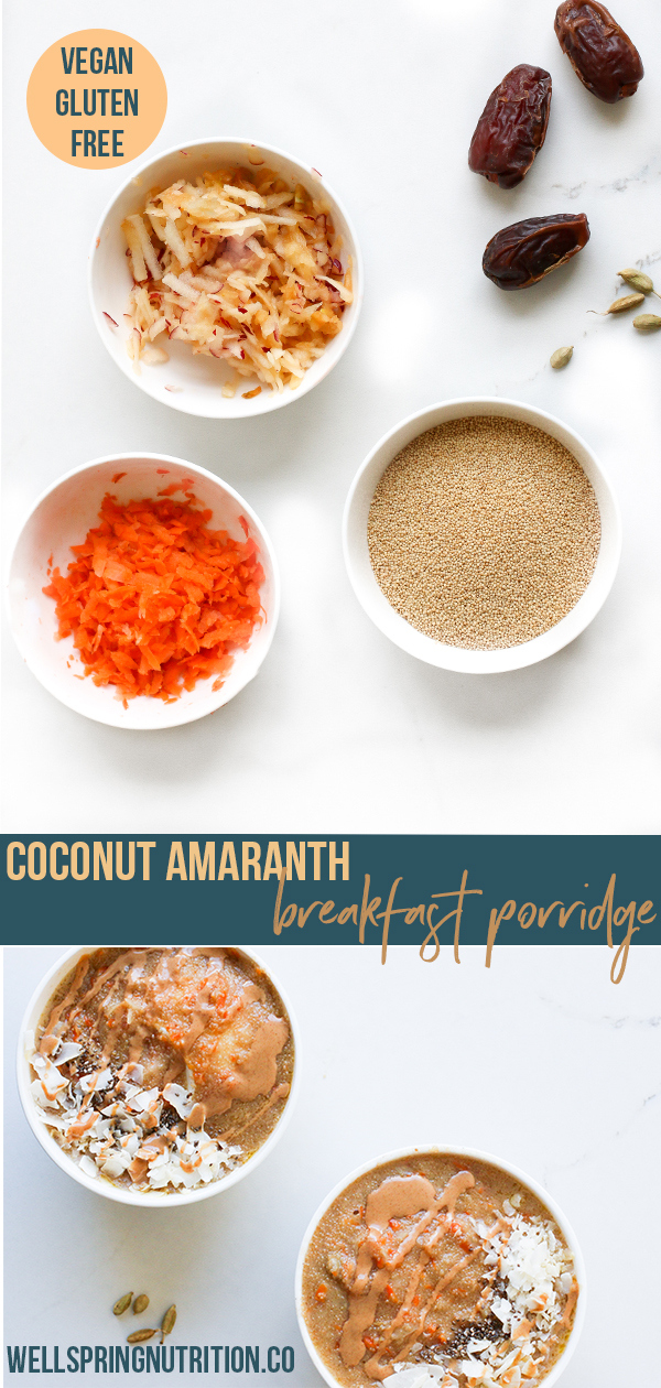 coconut amaranth, breakfast porridge, amaranth porridge, vegan porridge, gluten free oatmeal